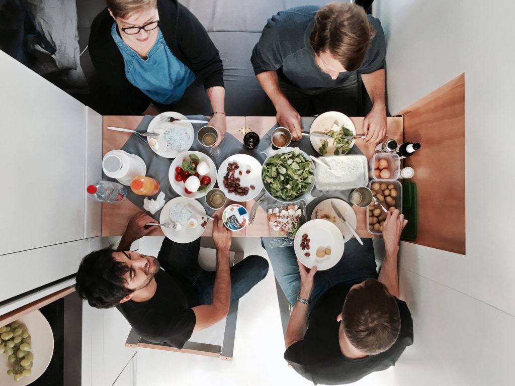 Leonardo Di Chiara is hosting his friends from Ambivalenz for lunch inside aVOID tiny house. © Tinyhouse University