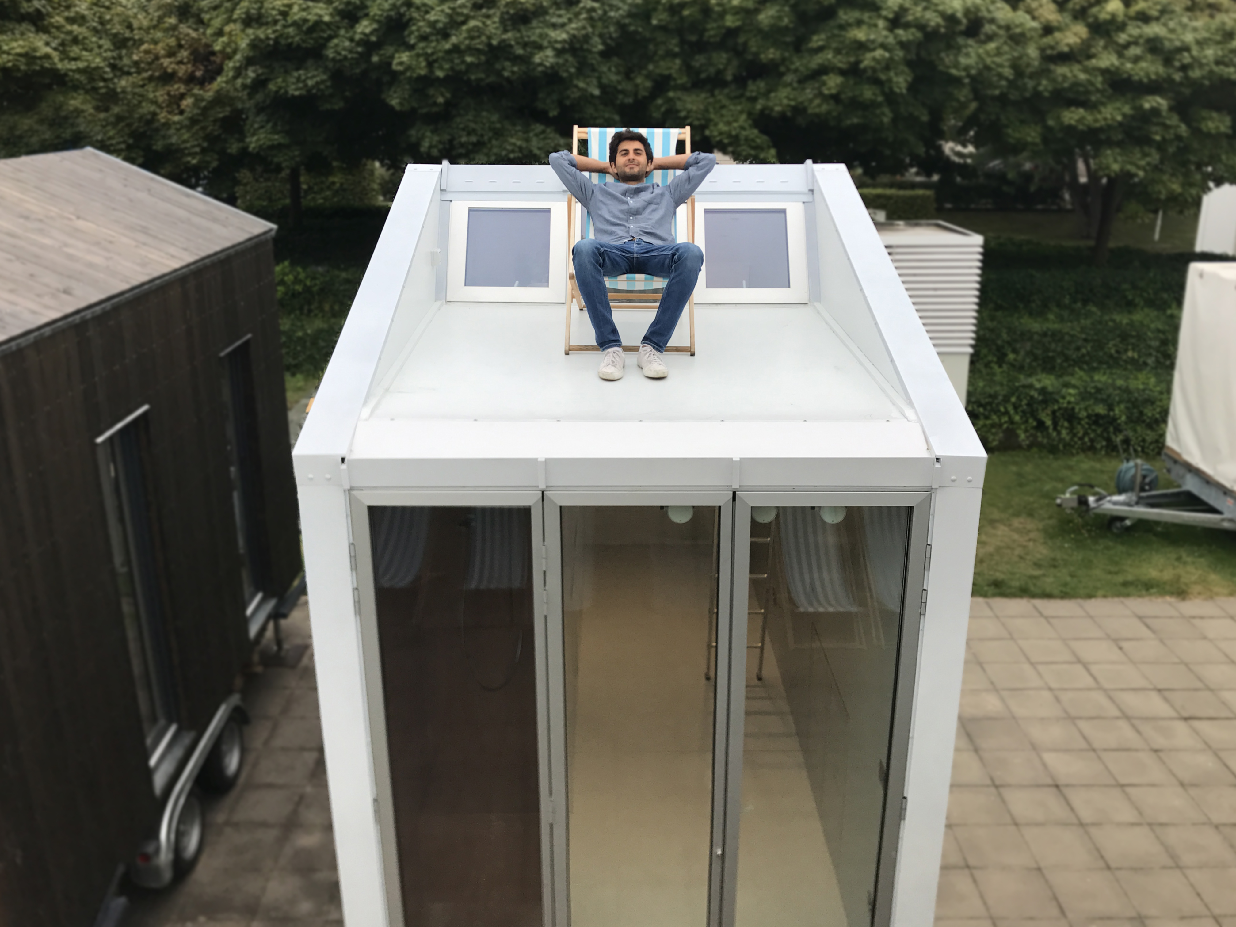 "I love to live in big cities where I can experience the challenge of melting together different cultures, different habits, different houses. So this is why I decided to build my urban tiny home to travel across Europe and live as much closer to city centers. My aVOID, this is how I called it, it is designed without any windows on the side walls. It is like a row house in a shape which doesn't make any sense if you don't have a neighbor living next to you." - Leonardo Di Chiara